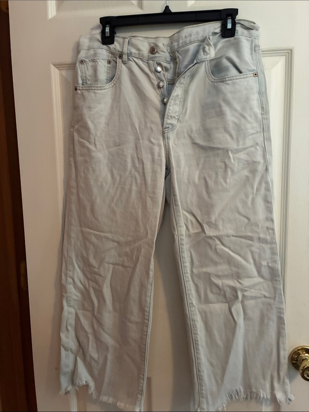 American Eagle Light white/ blue Wide-Leg Jeans 4